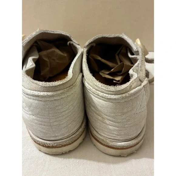 Birkenstock Artisanal Off White Pebbled Leather Button Slip On Loafers 8 Shoes - Picture 7 of 11